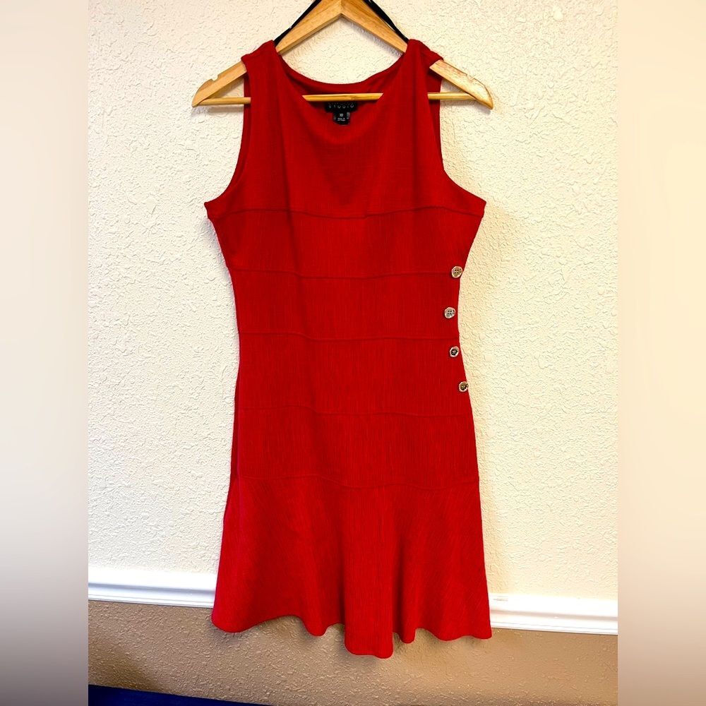 Enfocus Studio Sleeveless Dress Gold Button Detail Fit & Flare Size 10